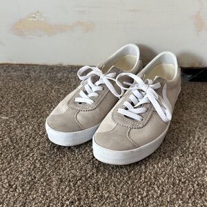 Vans Suede Low-Top Sneakers in Light Taupe and White